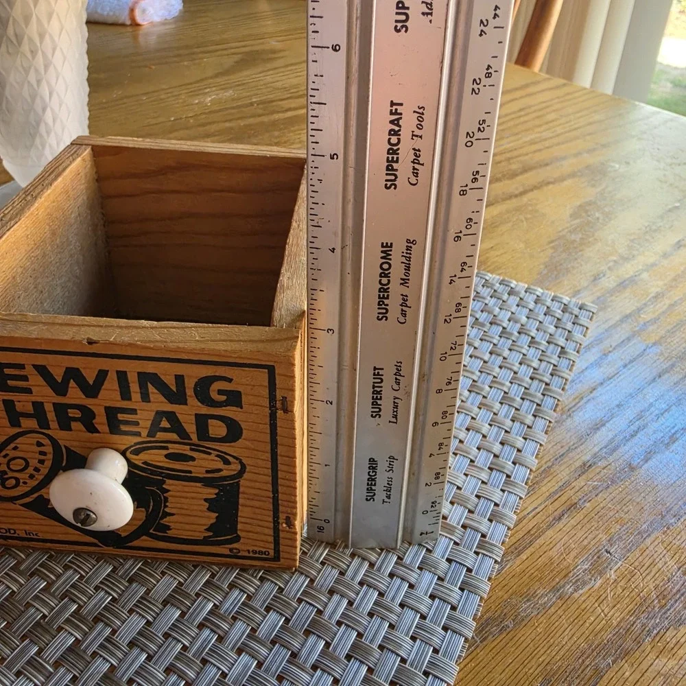 Vintage Inspired Wooden Sewing Thread Box w/ Porcelain Knob & Vintage Wood...